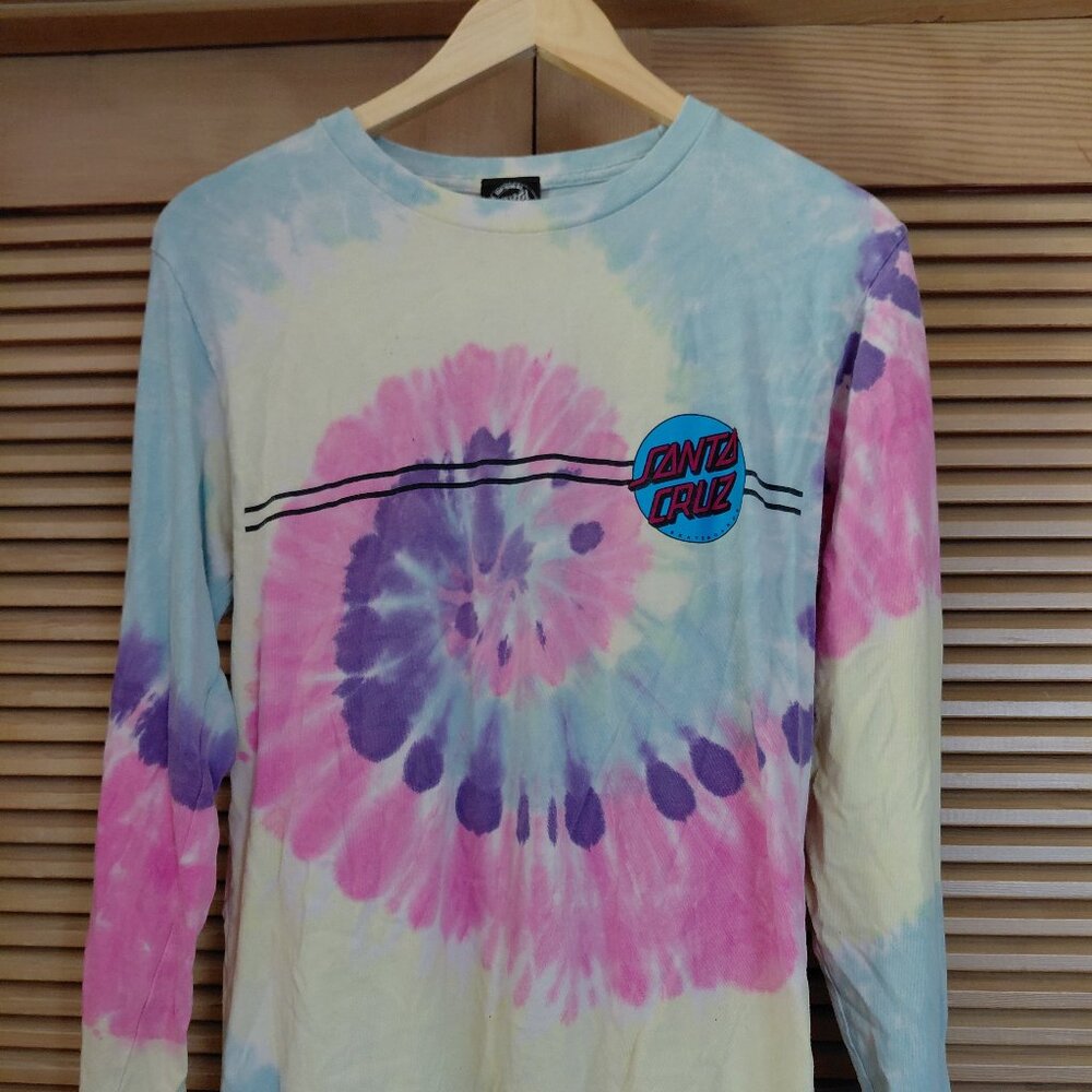 Tie Dye Santa Cruz Skateboards dot men's regular fit, long-sleeve t-shirt Size S